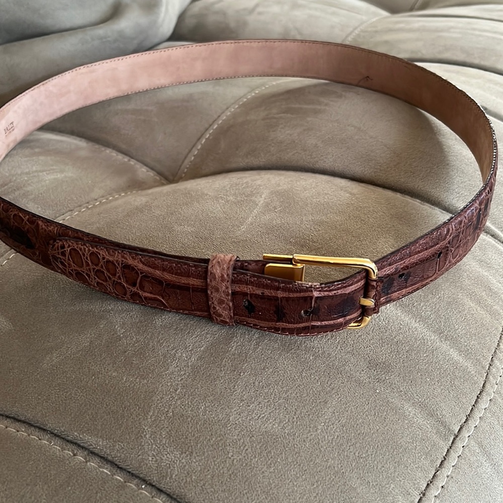 Bally 36” genuine crocodile belt